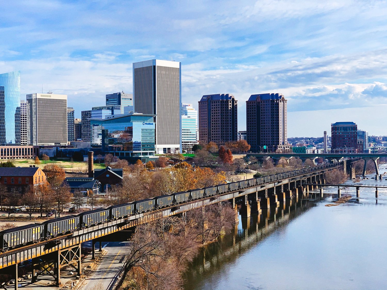 City/River view of Richmond, Virginia, commercial district.