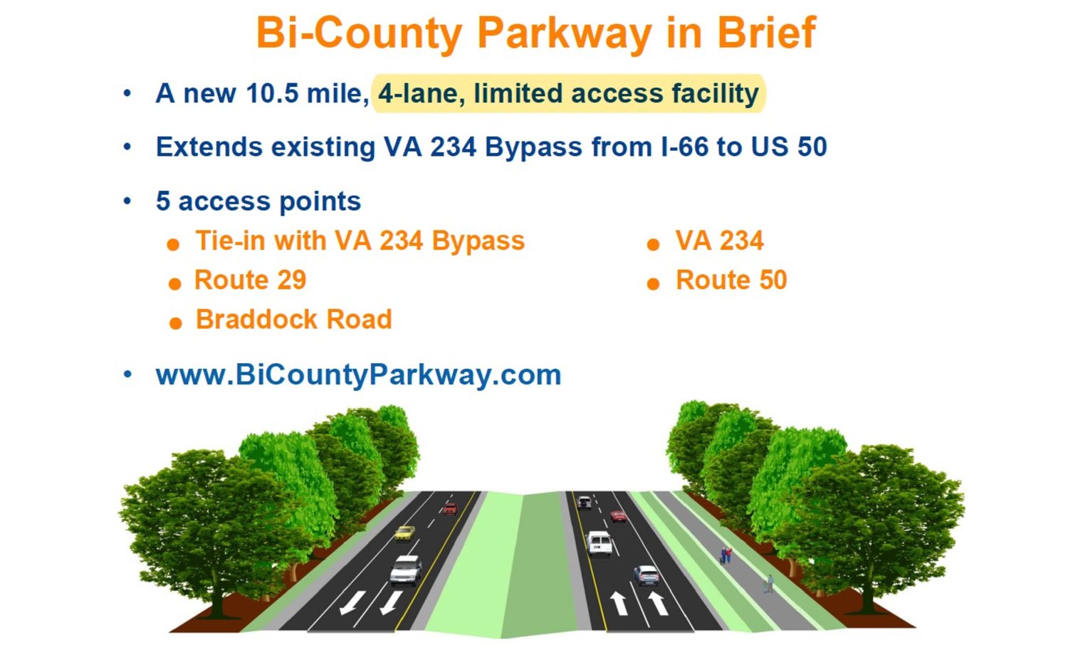 VDOT's previous BiCounty Parkway materials. Website is no longer active.