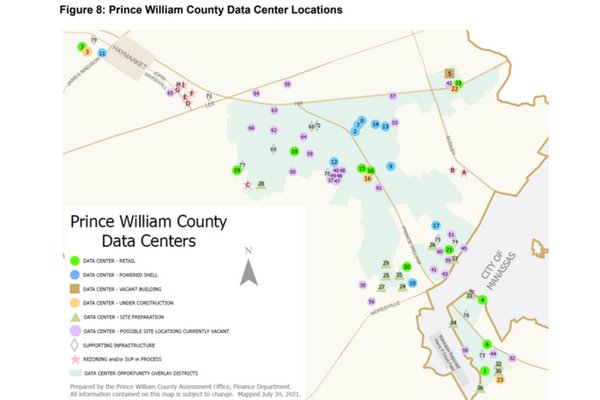 Map of the proposed data center for Prince William County