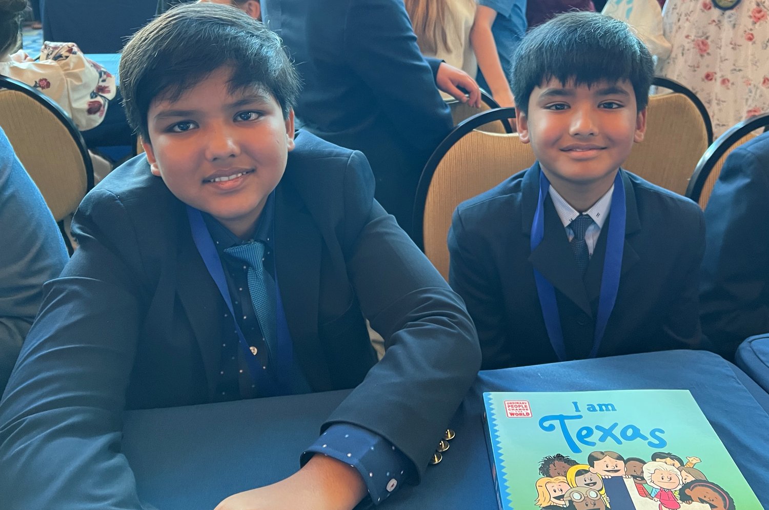 Brosthers Dhruv and Darsh Amitabh are excited to both have their short stories published in iWRITE's 2022 children's book, "I Am Texas," especially with it being the largest for kids by kids book in the world.