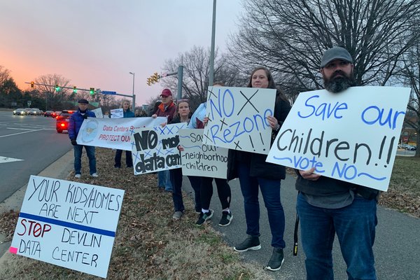 Prince William residents protest the Devlin Tech Park outside the Sean Caunnaughton Government Buildings.