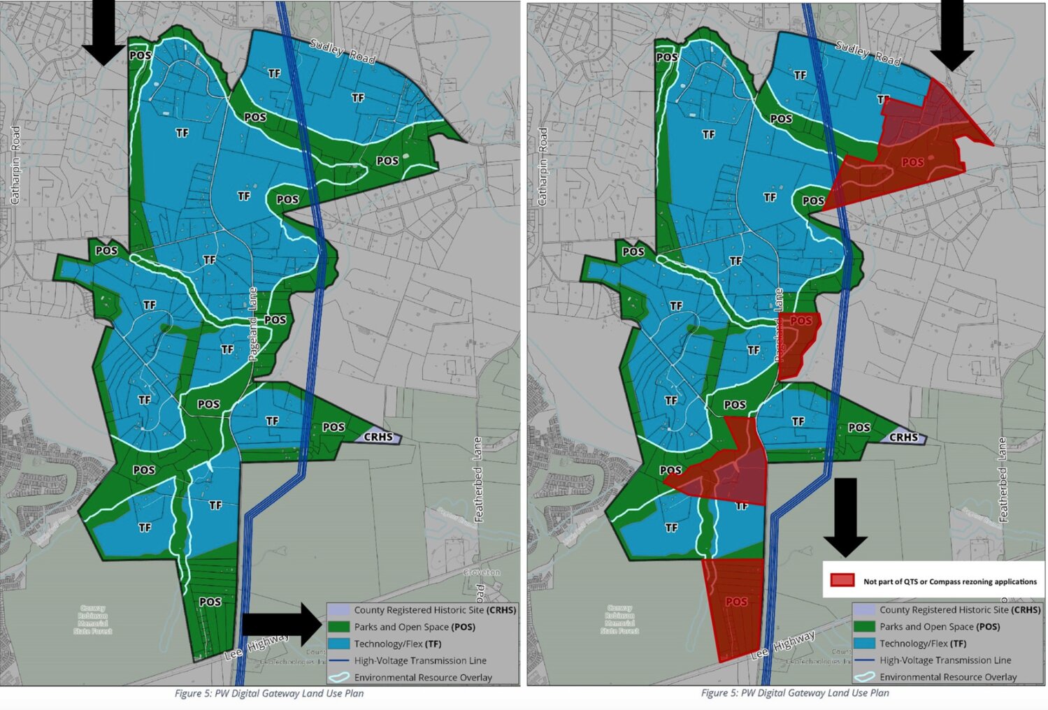The Coalition to Protect Prince William County shared an image that demonstrates that several open spaces and park profers offered by the Digital Gateway Developers are not theirs to offer.