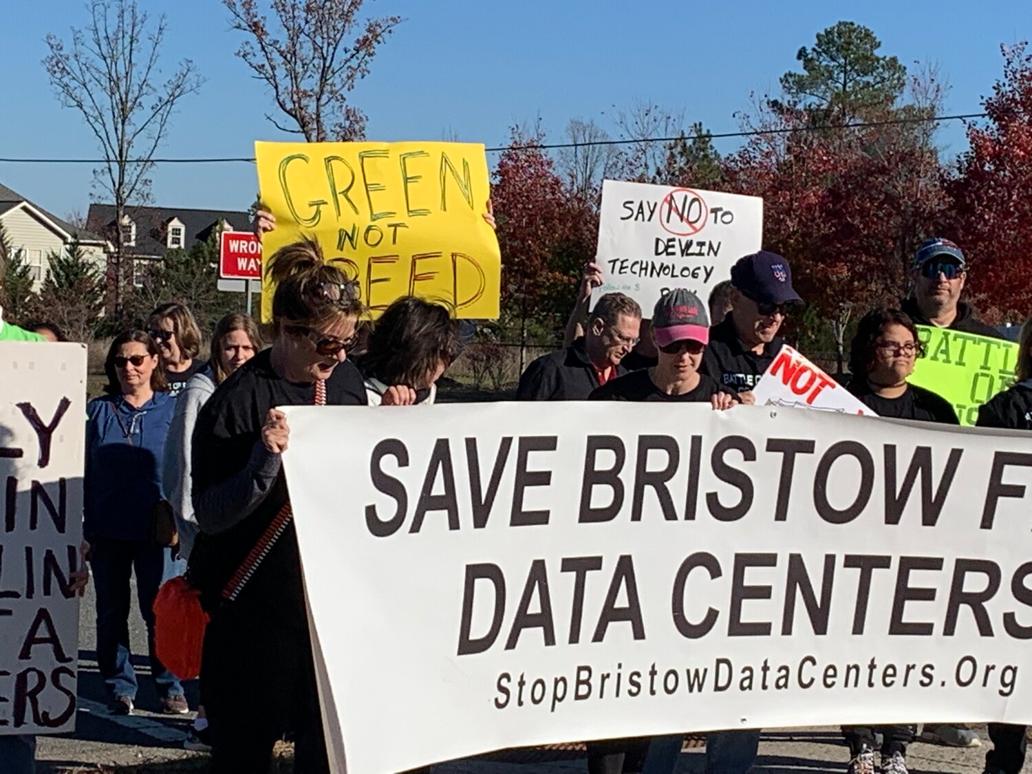 Western Prince William residents rally against Stanley Martin's proposed Devlin Tech Park at a rally, Nov. 19 along Linton Hall Road in Bristow.