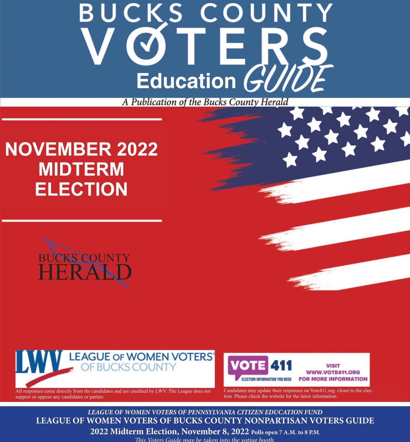 Bucks County Voters Education Guide: November Midterm Election 2022 cover