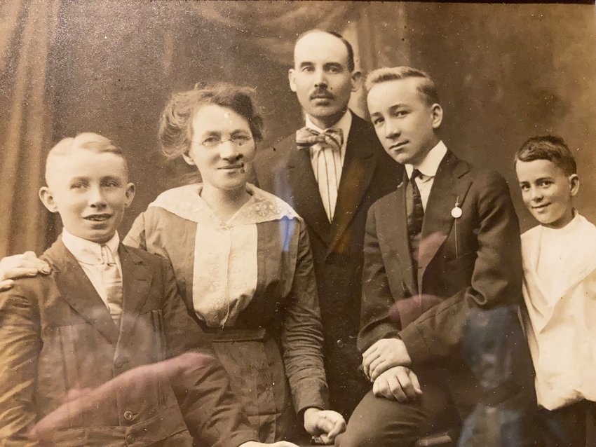 Rose McNally, her husband Hugh McNally, a trolley car driver who went on to found McNally’s Tavern, and her three sons.Hugh McNally, grandfather of the current owners of the popular pub, Meg and Anne McNally, is on the far left.