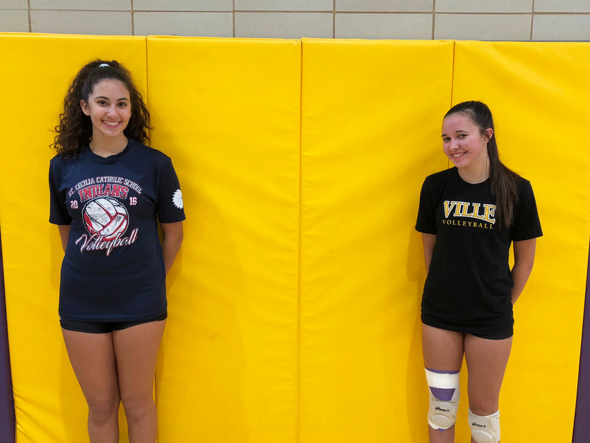 The volleyball captains for Mount St. Joe's this fall are seniors Viviana Carrasco (left) and Allie McKnight.  (Photo by Tom Utescher)