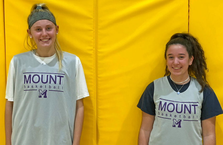 Seniors Grace Niekelski (left) and Paige Metzler are the Mount's basketball co-captains this season.&nbsp; (Photo by Tom Utescher)