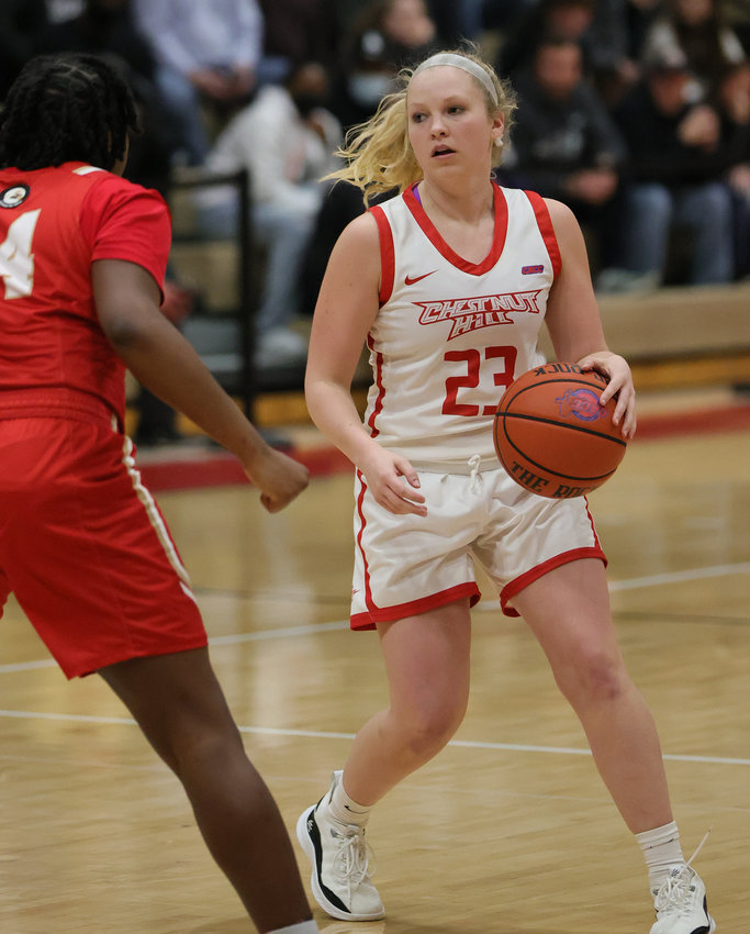 Junior shooting guard Lauren Crim scored a game-high 26 points in the Griffins' victory over Caldwell University.&nbsp; Photo by Tom Utescher