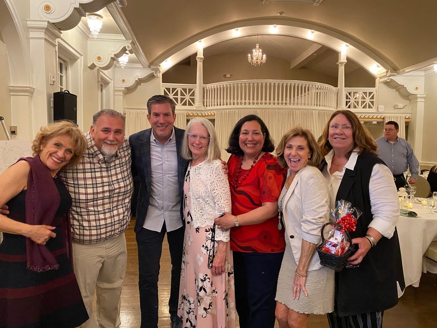 Light Up the Tower Fundraising Committee: Lucie Daigle, Mary Pomichter, Barbara Diaz, Marianna Santry, Fran Marcolina, Christina Hindman (not shown) Keith Kunz, President of Water Tower Advisory Council &amp; Bob Kelly of Good Day Philadelphia