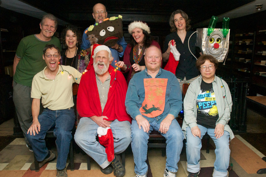 Members of Mount Airy Home Companion (seen here in a previous production): front row (from left) Andy Pettit, Greg Williams, Richard Redding and Lynda Chen; back row (from left) Jim Harris, Robyn Miller, Jake Michael, Molly Mahoney and Martha Michael.