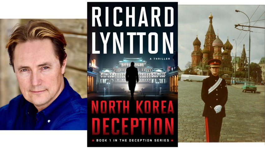 Richard Lyntton and one of his novels, which are based in part on his own experience as a British Army tank commander.