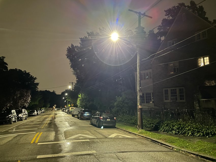 Some residents of Winston Road say the glare of these new street lights are overwhelming, create glare and make them feel less safe. Photo by Edward Robinson