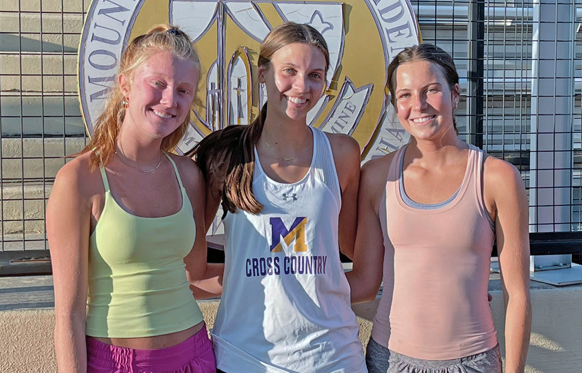 Mount St. Joseph's cross country captains this fall are seniors (from left) Anne Kitching, Bianca Nace and Maggie Murphy.