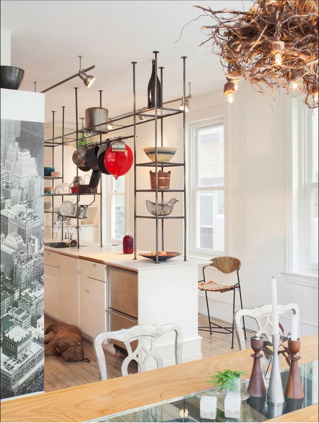 When East Falls designer Val Nehez renovated her kitchen, her custom pot rack, fabricated by the artist John Corcoran, quickly became one her favorite things about her home. See his work on Instagram at everythingjohnny.