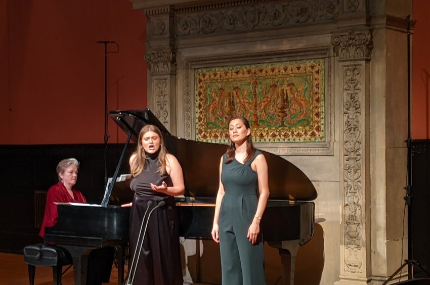 Pianist Laura Ward, soprano Magdalena Kuzma (center) and mezzo Sun-Ly Pierce at the Academy of Vocal Arts.