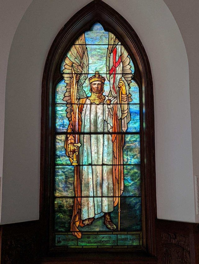 A Choral Evensong at St. Paul&rsquo;s Episcopal Church marked the Feast of St. Michael the Archangel and All Angels, whose image is depicted in a stained glass window made for the church in the Tiffany Studio.