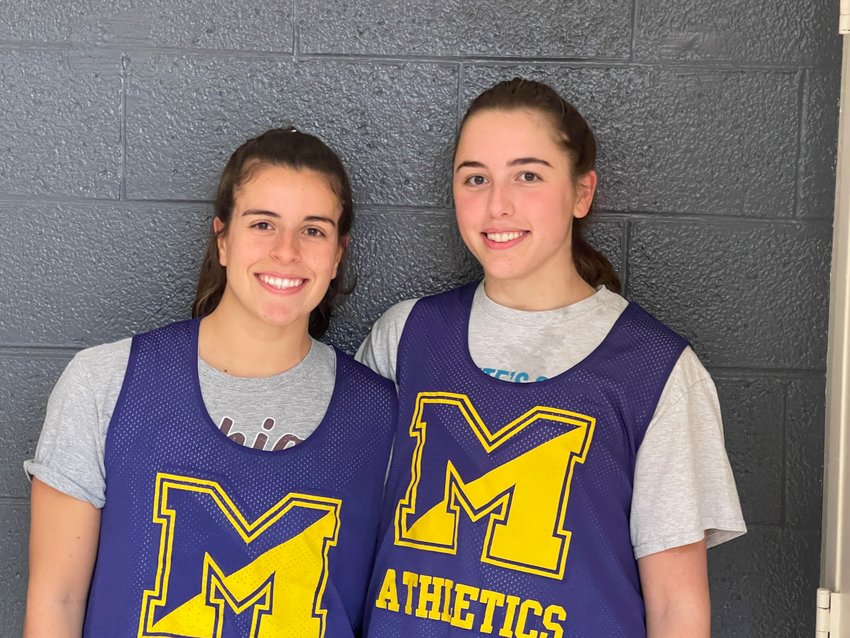 Seniors Kiersten Pumilia (left) and Georgia Pickett are once again captains for the Mount's basketball team, which had no seniors last winter. Germantown Academy had not yet chosen captains at the time of last week's scrimmage.