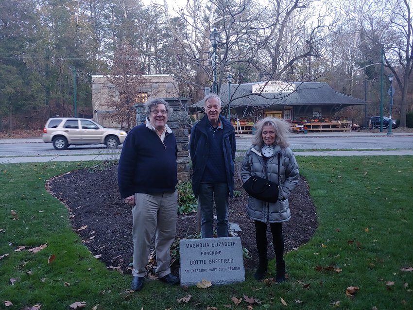 Family members (from left to right) David Sheffield, Win Sheffield and Carole Sheffield were present for the installation of the stone for Dottie Sheffield.