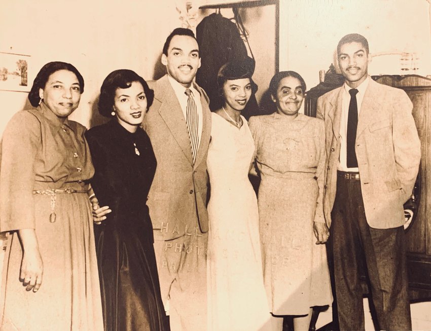Rudy Miles (far right) with his mother Bessie (second from right); and (from left) a family friend, sister Grace, brother John and sister Lillian.