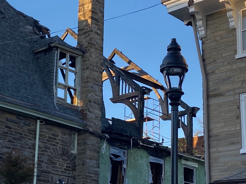 The carved wooden trusses that gave the third floor of Hiram Lodge its distinctive character have been removed and destroyed.