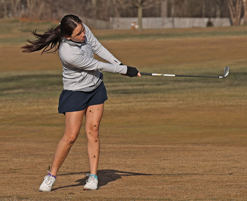SCH senior Evelyn Lauerman makes a fairway shot on her way to the best round of the day in last Wednesday's match.
