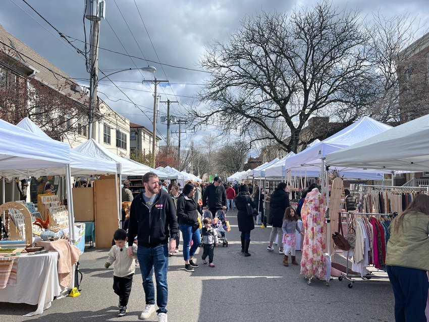 Shoppers at last year&rsquo;s Clover Market browse for one-of-a-kind items at the semi-annual event scheduled for Sunday, April 16.