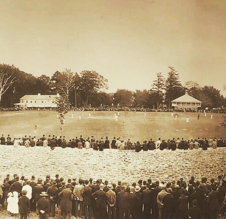 A circa 1891 cricket match at Germantown Cricket Club, England vs. The Gentleman of Philadelphia.