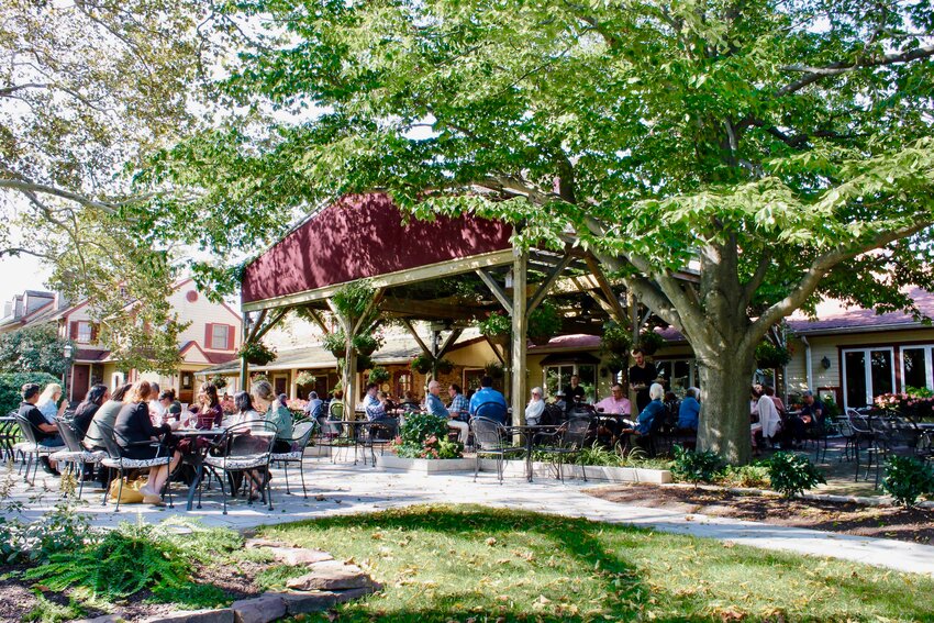 Outdoor dining, weather permitting, is one of the main attractions at the Joseph Ambler Inn.