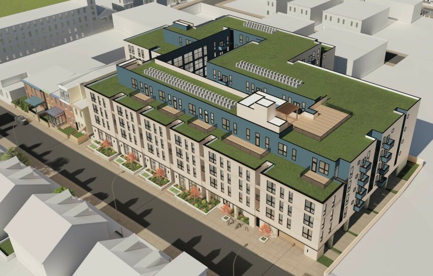 In response to community concerns, the development team behind the proposed project at 42-86 Germantown Ave. has released a new and smaller version of their development plan, with fewer units and more parking. The size of the structure has dropped from 174,000 sq. ft. to 157,000 sq. ft. and the total number of units is now 125, rather than 143. There are also 19 more parking spaces, for a total of 93. The new renderings also show street trees, bike racks and a 10 ft. setback to align with other buildings on Church Lane. The follow-up community meeting, in which the renderings will formally be shown to residents, is to be hosted by Faith Community Development Committee and 12th Ward Democratic Committee and scheduled for this Wednesday, June 14 at 6 p.m.