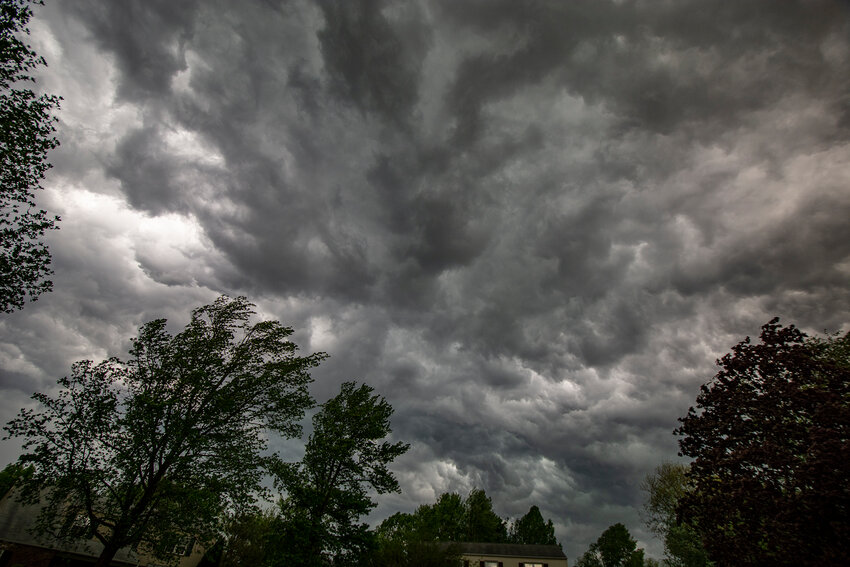 A dramatic thunderstorm tore through the Philadelphia metropolitan area Monday evening, bringing high winds and torrents of rain as well as a tornado warning from the National Weather Service. Winds were strong enough to down trees all over the region and leave about 35,000 households without power. Whitemarsh resident Phil Chapline captured this image of the sky just north of Chestnut Hill at about 6:30 p.m.
