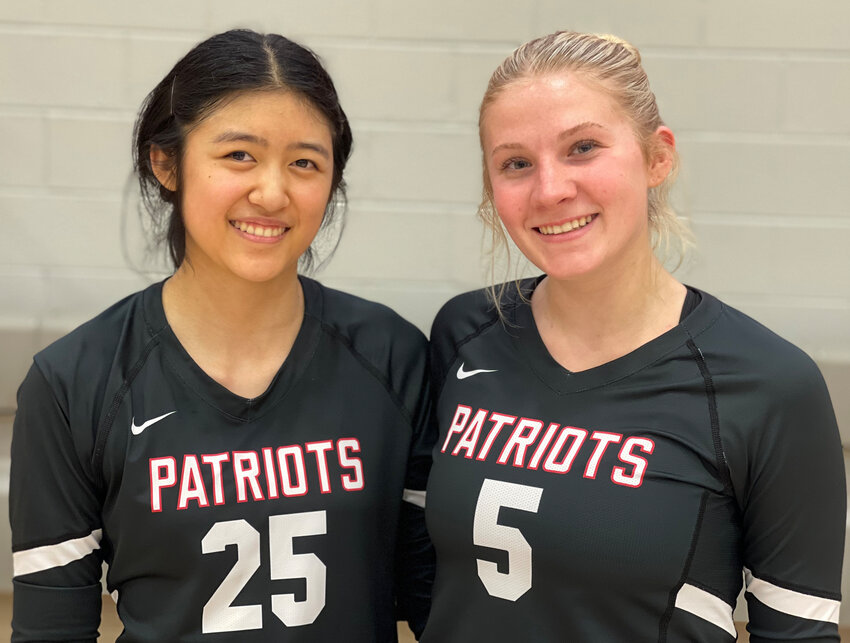 The Germantown Academy volleyball team captains for 2023 are seniors Angie Wang (left) and Kaitlin Pokorny.