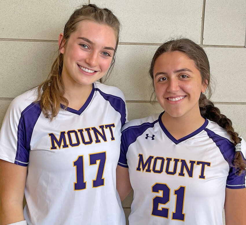 Seniors Gillian Manas (left) and Sarah Dutkissis are the Mount volleyball team captains for 2023.