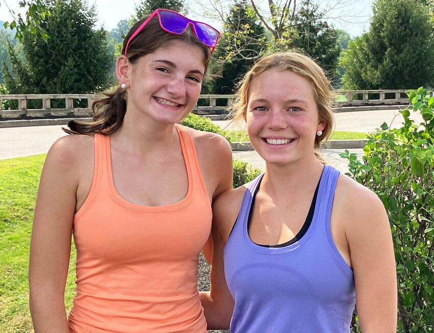 Seniors Kat Dougherty (left) and Ella Woehlcke are the Mount's cross country team captains for 2023.