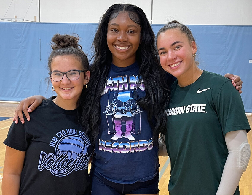 The 2023 captains for SCH volleyball are (from left) sophomore Sarah Scally, senior Zahkiyyah Frazier and junior Ava Lanzetta.