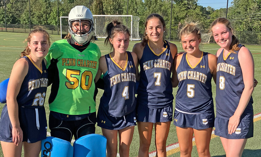 The Penn Charter seniors on hand for last Thursday's league opener were (from left) Zady Hasse, Grace Walter, Keira Thorell, Nora Maione, Grace Smith and Colleen McLafferty. Their classmate Katie Fitzpatrick was away on a college visit.