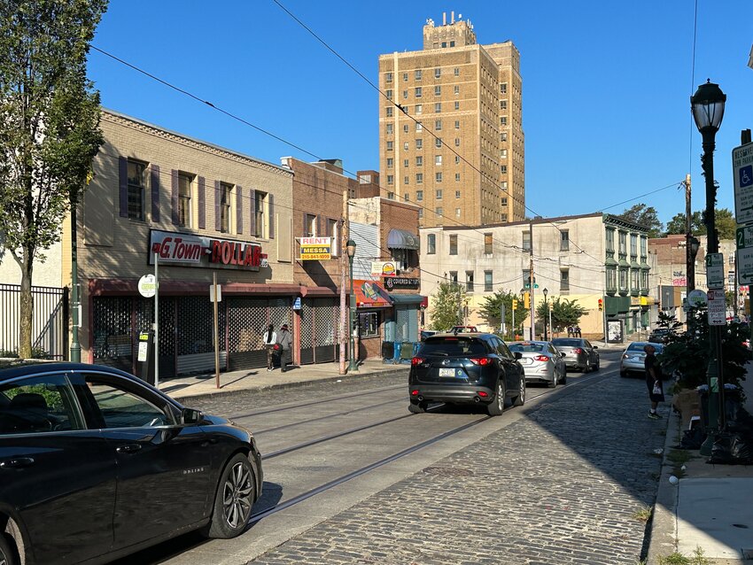 Shots were fired in a suspected drive-by shooting on the 5500 block of Germantown Avenue, pictured here, on Monday at approximately 4:28 p.m. The location is just steps away from Greene Street Friends School.