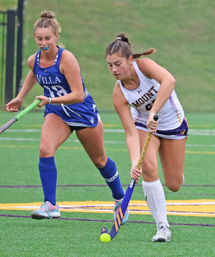 Mount sophomore Alexa Durand dribbles the ball upfield out of the defensive end.