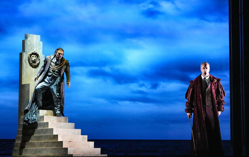 Quinn Kelsey as Simon Boccanegra (left) with Christian Van Horn as Jacopo Fiesco in Verdi&rsquo;s Simon Boccanegra.