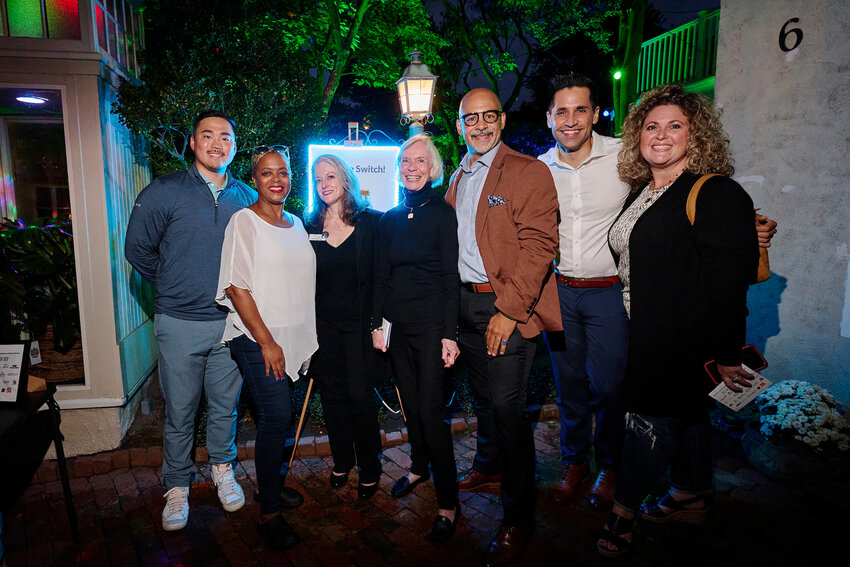 Among those who attended Chestnut Hill Conservancy&rsquo;s Night of Lights kickoff event on Friday were (from left to right) Kevin Chung of Chubb, Councilperson Cindy Bass, CHC Executive Director Lori Salganicoff, CHC Board President Eileen Javers, state Rep. Chris Rabb, state Rep. Tarik Khan, and Sarah Mazzie, also from Chubb.