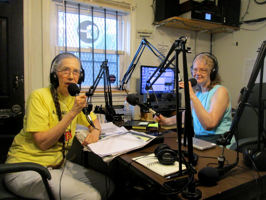 Mt. Airy resident Kay Wood (right) and Glenside resident Linda Rosenwein host &ldquo;Planet Philadelphia&rdquo; on G-town Radio (92.5 FM), which airs 4-5 p.m. on the first and third Friday every month, discussing climate change and other critical issues in the news.