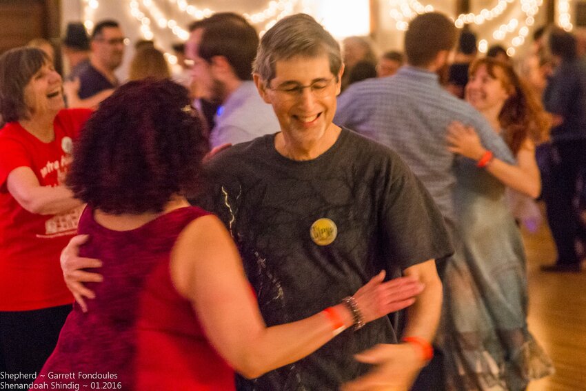 Steve Blum, the late Chestnut Hill dancing whiz, is seen here at a Thursday Night Contra Dance at the Commodore Barry Club in Mt. Airy in 2015.
