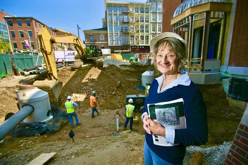 Rebecca Yamin at a Center City archaeology excavation, one of many she has overseen.