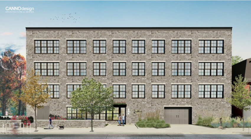 A rendering of Khosla Properties' proposed development at 20-30 Allens Lane, behind the Mt. Airy Wawa.