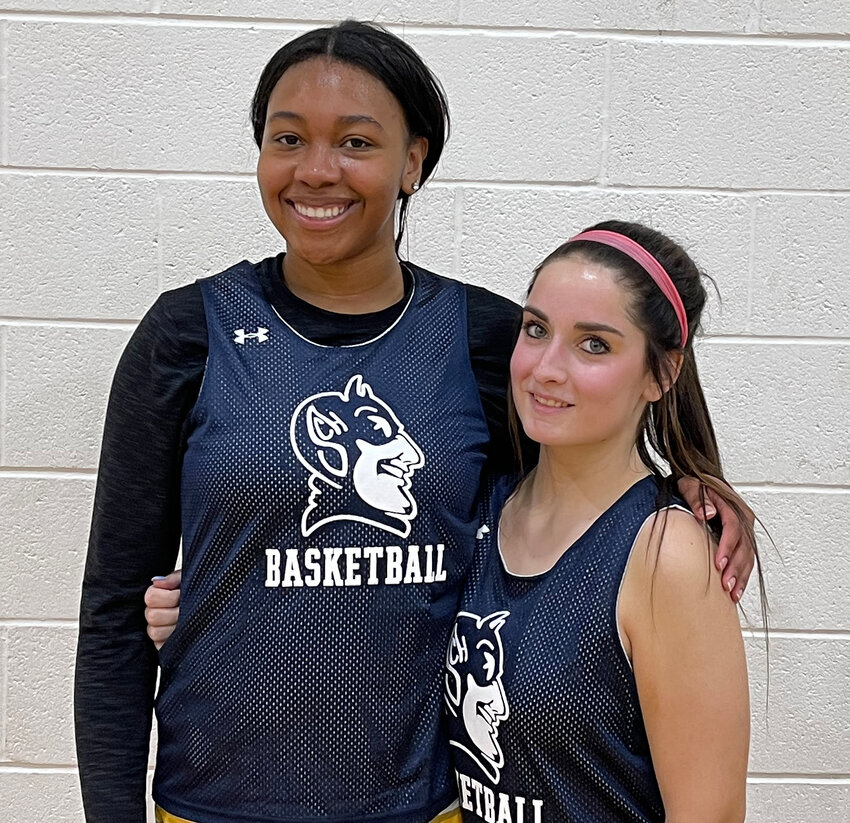 Springside Chestnut Hill has just two seniors on the varsity roster this year, Zahkiyyah Frazier (left) and Kate Jaconetti.  (Photo by Tom Utescher)
