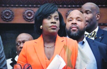 Mayor-elect Cherelle Parker, seen here with transition team chairman Ryan Boyer, of the Philadelphia Building and Construction Trades Council (right), appointed a number of NW Philadelphia leaders to help shape her administration.