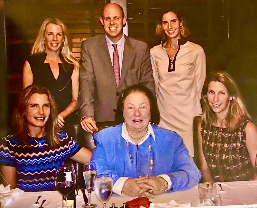 Sara Graff Cooke (front, center) is seen on her 80th birthday celebration in 2015 with her children: back row, from left, Sara Lowe, Peter F. Cooke Jr. and Laina Driscoll; front row, from left, Anna Woodward and Beth Haskins.