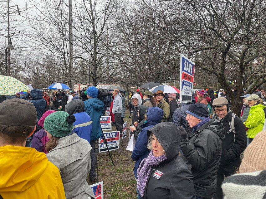More than 300 people, including State Rep. Chris Rabb and City Councilwoman Cindy Bass, gathered at SEPTA&rsquo;s Allen Lane Station for a &lsquo;Save the Train&rsquo; rally on Saturday morning.