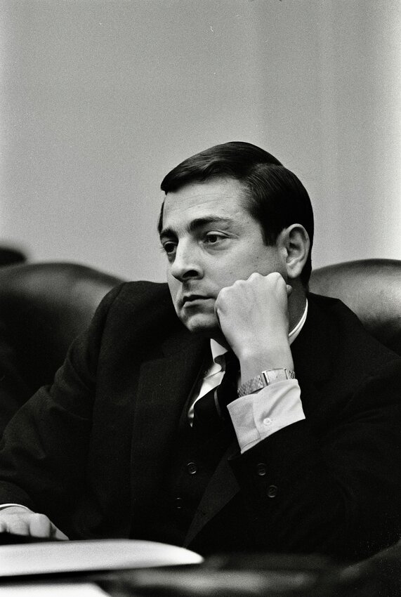 Sherwin Markman, photographed in the cabinet room of the White House in 1967, when he was special assistant to the president.