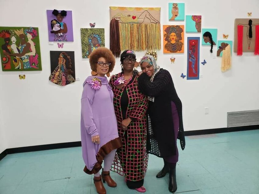 &ldquo;From Womb to Womanhood: The Journey of Black Girls&rdquo; exhibit at Mt. Airy Art Garage features the work of (from left) Debra Powell-Wright, Pat McLean-Smith and Nassunni Abdul-Karim. The multimedia presentation that examines the way Black women demonstrate love, joy and magic will be on exhibit through March 31.