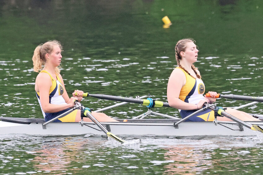 Penn Charter's Ellie Choate and Claire Lewis are on their way to a convincing victory in the varsity double.